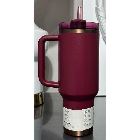 LIMITED EDITION Stanley Quencher H2.0 FlowState Tumbler 40oz, GILDED POMEGRANATE - Picture 3 of 5